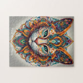 Puzzle Mystic Boho Feline Chat Mandala (Horizontal)