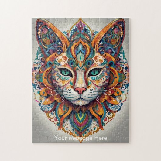 Puzzle Mystic Boho Feline Chat Mandala (Vertical)