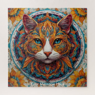 Puzzle Mystic Boho Feline Chat Mandala