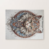 Puzzle Mystic Boho Feline Chat Mandala (Horizontal)