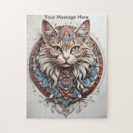 Puzzle Mystic Boho Feline Chat Mandala (Vertical)