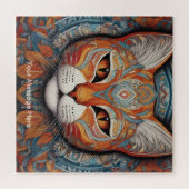 Puzzle Mystic Boho Feline Chat Mandala (Horizontal)