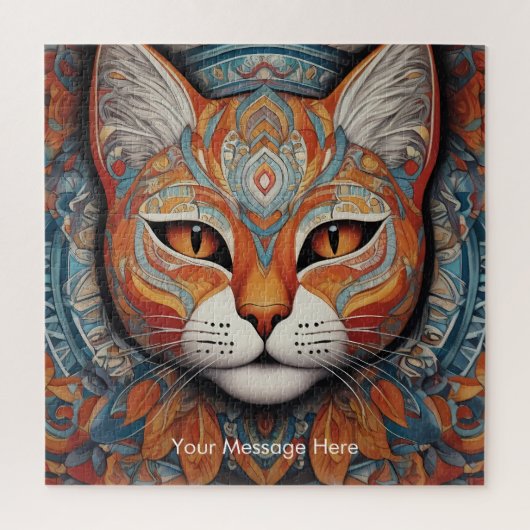 Puzzle Mystic Boho Feline Chat Mandala (Vertical)
