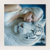 Puzzle Mystic White Tiger and Woman (Horizontal)