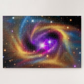 Puzzle Mystical Indigo Cosmic Rainbow Hues dans Cosmos Or (Horizontal)