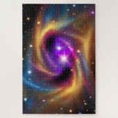 Puzzle Mystical Indigo Cosmic Rainbow Hues dans Cosmos Or (Vertical)
