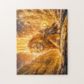 Puzzle Mystical Leo Zodiac in Fiery Fantasy Scene (Vertical)