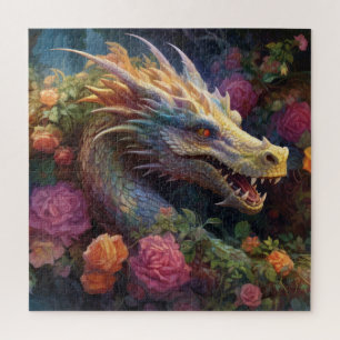 PUZZLE: Mythische Mystieke Drakentuin Bloemen Legpuzzel