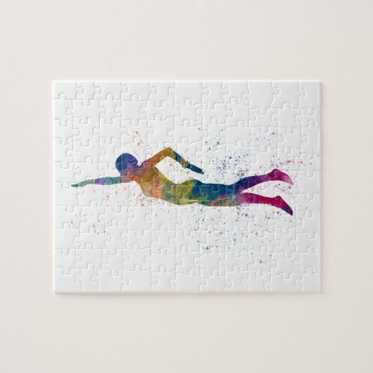 Puzzle nageur à l'aquarelle (Horizontal)