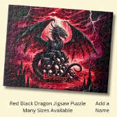 Puzzle Name, Fantasy Fire Dragon with Skulls 