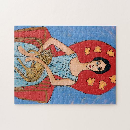 Puzzle Nancy avec chat assis (Horizontal)