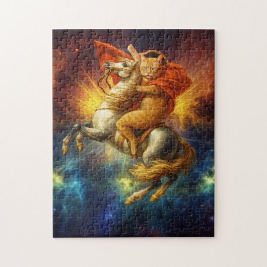 Puzzle Napoleon Cat Riding Horse Through Galaxy (Vertical)