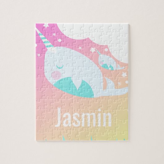 Puzzle Narwhale Arc-en-ciel Dégradé Enfants magiques (Vertical)