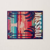 Puzzle Nassau Bahamas Retro Sunset Souvenir 1950 (Horizontal)