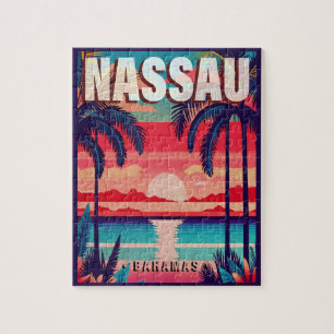 Puzzle Nassau Bahamas Retro Sunset Souvenir 1950