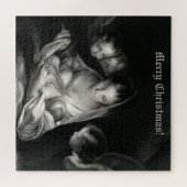 Puzzle Nativity Baby Jésus Virgin Mary Angels Black White (Horizontal)