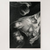 Puzzle Nativity Baby Jésus Virgin Mary Angels Black White (Vertical)
