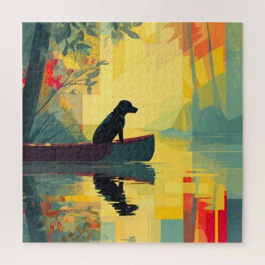 Puzzle Nature Minimalist Black Labrador Canoe (Vertical)