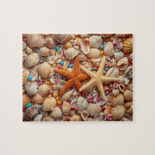 Puzzle Nature morte de coquillages vibrants sur fond sarc (Horizontal)