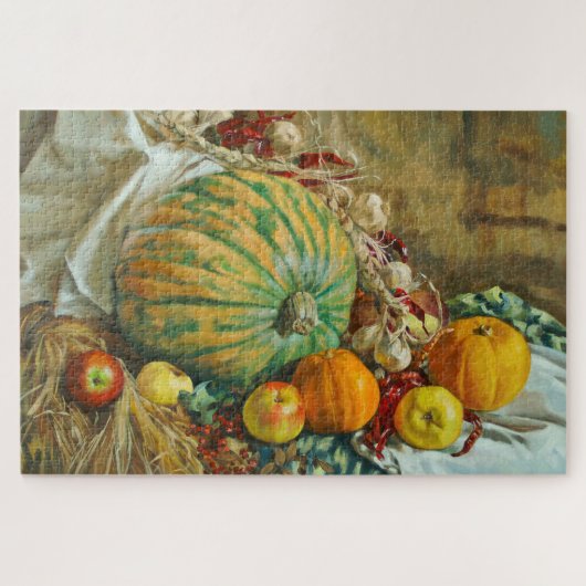 Puzzle Nature morte de la récolte rustique avec citrouill (Horizontal)