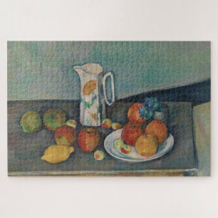Puzzle Nature morte, pichet de lait et fruits sur une tab
