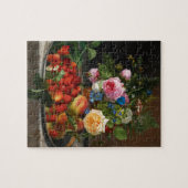 Puzzle Nature morte Roses et fraises par Otto Ottesen (Horizontal)