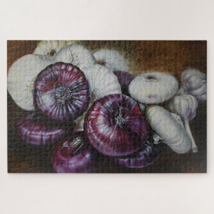 Puzzle Nature morte rustique à l'ail et à l'oignon – Beau