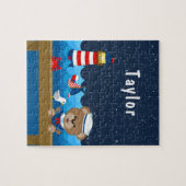 Puzzle Nautical Boy Bear Rouge et Marine (Horizontal)