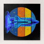 Puzzle Navette Spatiale Bleue Vintage (Horizontal)