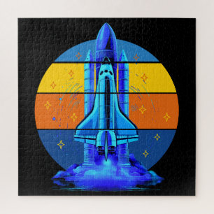 Puzzle Navette Spatiale Bleue Vintage