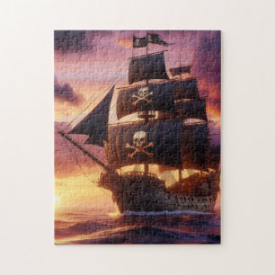 Puzzle Navire pirate au lever/coucher du soleil