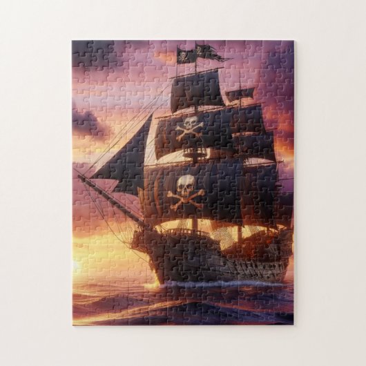 Puzzle Navire pirate au lever/coucher du soleil (Vertical)