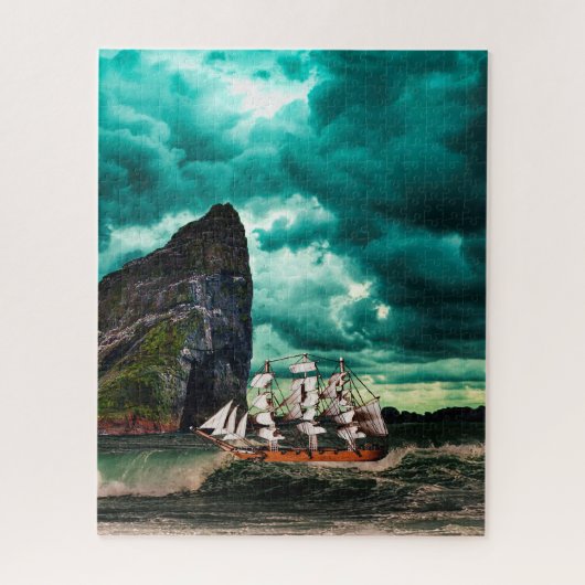 Puzzle Navire pirate sur des mers turbulentes. (Vertical)