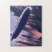 Puzzle Navire spatial Alien Arrivé au-dessus de la ville (Vertical)