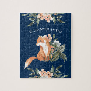 Puzzle Navy Bois Forestier Mignon Renard Floral Enfants N