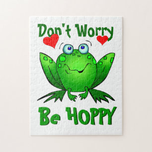 Puzzle Ne t'inquiète pas, sois heureux Cute Green Frog w