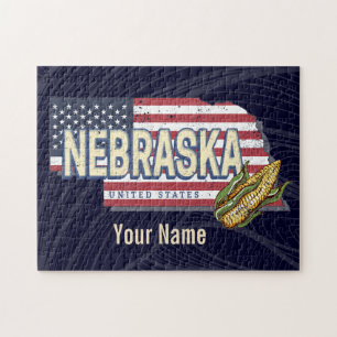 Puzzle Nebraska États-Unis Retro State Map Vintage USA