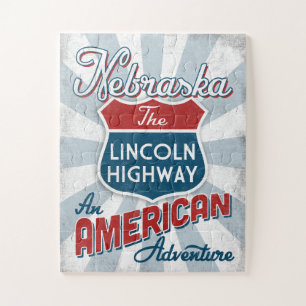 Puzzle Nebraska Lincoln Highway Amérique Vintage