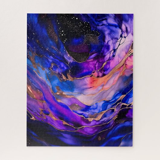Puzzle Nebula de l'espace violet dans l'encre d'alcool (Vertical)