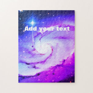 Puzzle Nébuleuse galaxie bleue rose violet ajoutez votre