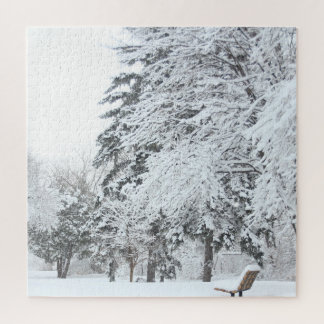 Puzzle Neige Blanche Couvert De Fir Arbres