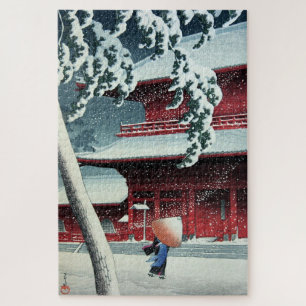Puzzle Neige du soir à la rivière Edo Hasui Kawase