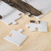 Puzzle Neige fraîche sur grange rouge (Côté)