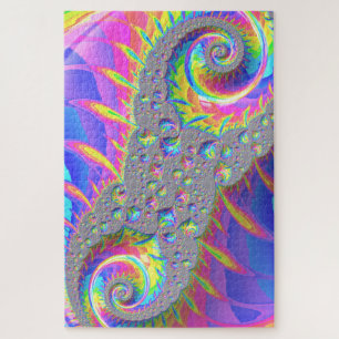 Puzzle Neon Arc-en-ciel Spiral Fractal Art numérique Abst