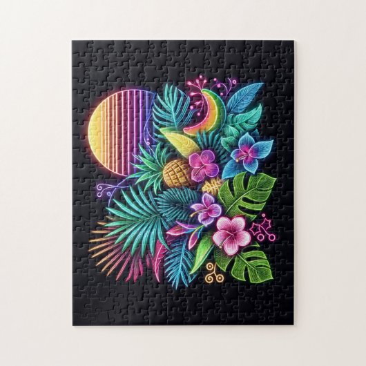 Puzzle Néon coloré tropical/hawaïen (Vertical)