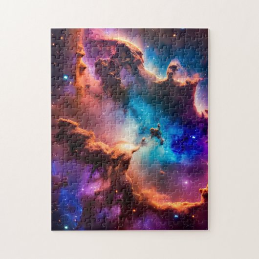 Puzzle néon cosmique violet rose bleu infini nébuleuse (Vertical)
