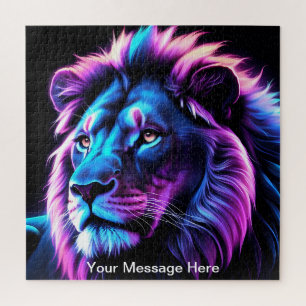 Puzzle Neon Majesty Lion Vibrant Art de la faune coloré