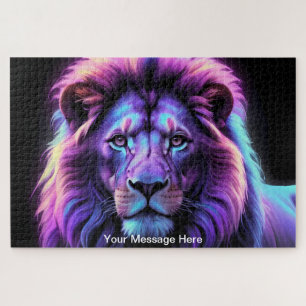 Puzzle Neon Majesty Lion Vibrant Art de la faune coloré