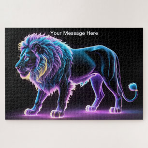 Puzzle Neon Majesty Lion Vibrant Art de la faune coloré