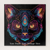 Puzzle Neon Mandala Cat (Vertical)